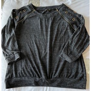 Studded Gray Long Sleeve Top Shirt 2X Plus